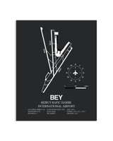 Gray Framed Beirut-Rafic Hariri International Airport layout wall art poster