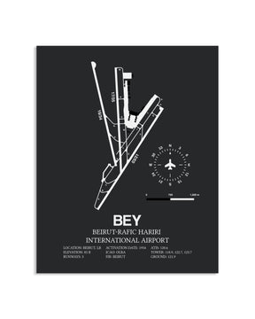 Gray Framed Beirut-Rafic Hariri International Airport layout wall art poster