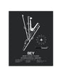 Gray Framed Beirut-Rafic Hariri International Airport layout wall art poster