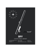 Gray Framed Samuels Field Airport layout wall art poster