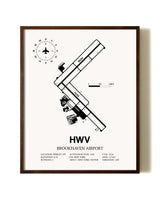 Brookhaven Airport aviation print in walnut frame