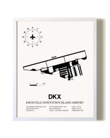 Knoxville Downtown Island Airport airport map poster in oak frame