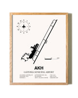 Gastonia Municipal Airport framed print in natural wood frame
