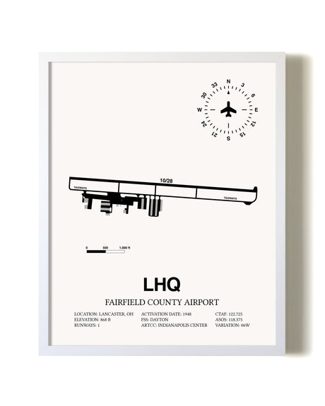 Fairfield County Airport airport map poster in oak frame