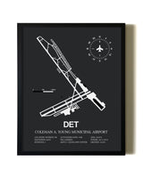 Unframed Coleman A. Young Municipal Airport map print poster