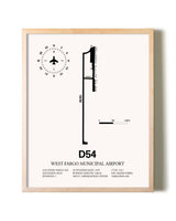 West Fargo Municipal Airport framed wall art in white frame