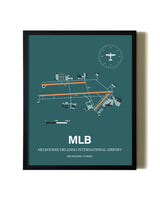 Green Melbourne Orlando International Airport aviation wall décor in black wood frame