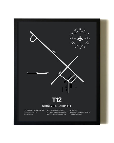 Unframed Kirbyville Airport map print poster