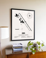 Turners Falls Airport aviation wall décor in black wood frame
