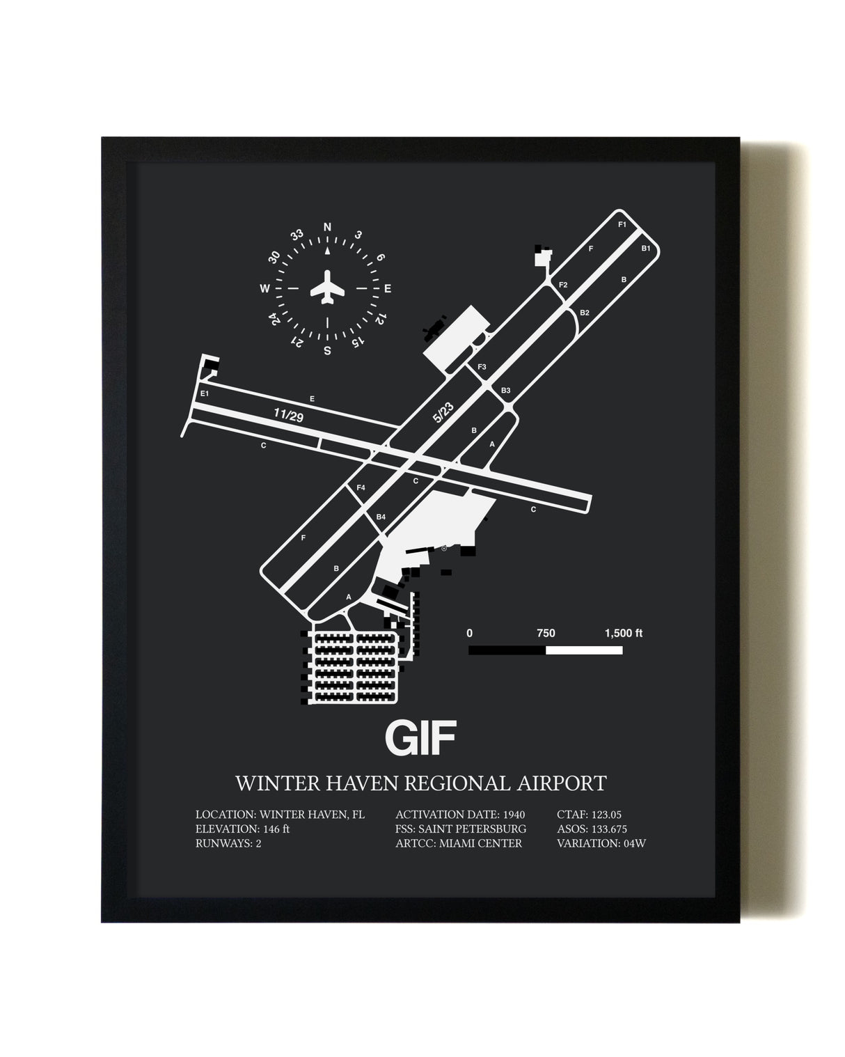 Unframed Winter Haven Regional Airport map print poster