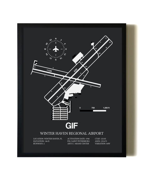 Unframed Winter Haven Regional Airport map print poster