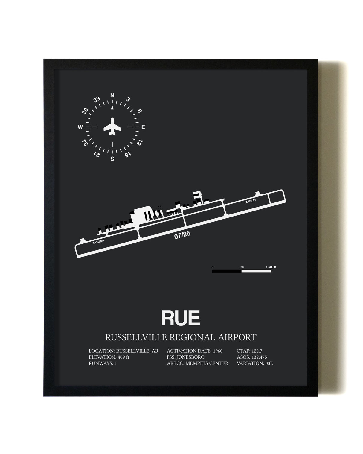 Unframed Russellville Regional Airport map print poster