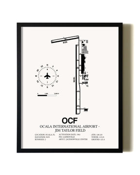 Framed Ocala International Airport-Jim Taylor Field wall art poster in black frame