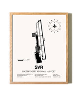 South Valley Regional Airport framed print in natural wood frame