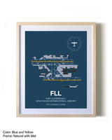 Fort Lauderdale/Hollywood International Airport framed print in natural wood frame with mat