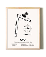 Corvallis Municipal Airport framed wall art in white frame