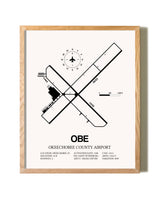 Okeechobee County Airport framed print in natural wood frame