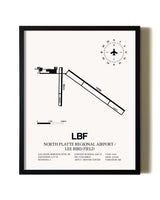 Framed North Platte Regional Airport / Lee Bird Field wall art poster in black frame