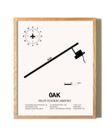 Pilot Station Airport framed print in natural wood frame