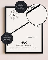 Framed Pilot Station Airport layout wall art poster