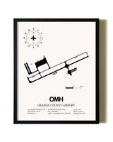 Framed Orange County Airport wall art poster in black frame