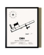 Framed Orange County Airport wall art poster in black frame