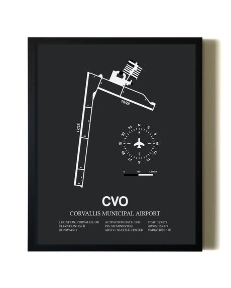 Unframed Corvallis Municipal Airport map print poster