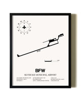 Framed Silver Bay Municipal Airport wall art poster in black frame