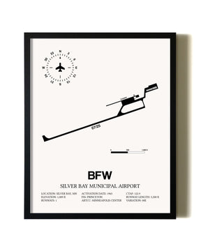 Framed Silver Bay Municipal Airport wall art poster in black frame