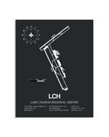 Gray Framed Lake Charles Regional Airport layout wall art poster