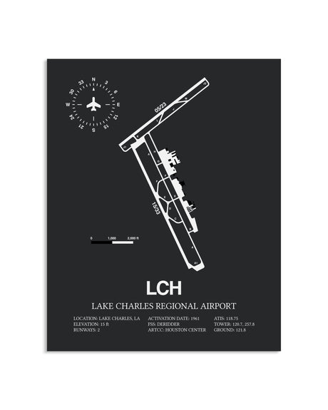 Gray Framed Lake Charles Regional Airport layout wall art poster