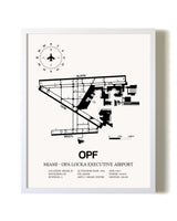 Miami-Opa Locka Executive Airport airport map poster in oak frame