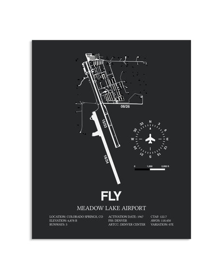 Gray Framed Meadow Lake Airport layout wall art poster