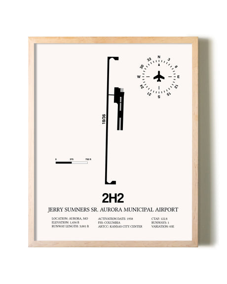 Jerry Sumners Sr. Aurora Municipal Airport framed wall art in white frame