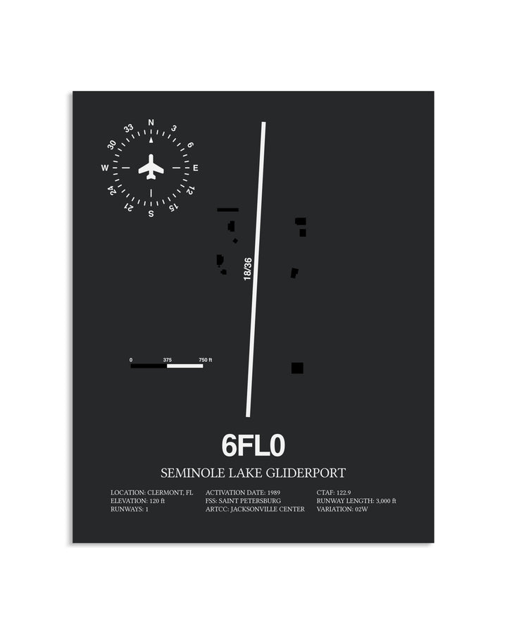 Gray Framed Seminole Lake Gliderport layout wall art poster