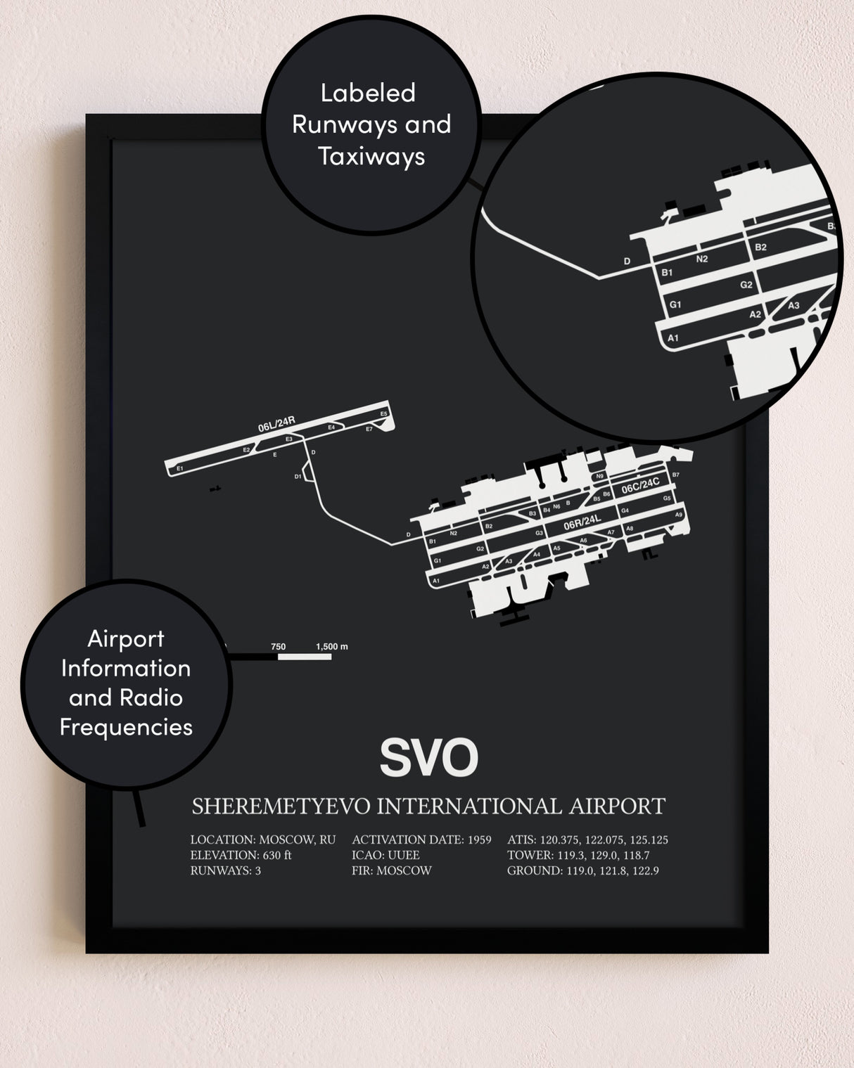 Sheremetyevo International Airport poster size comparison chart