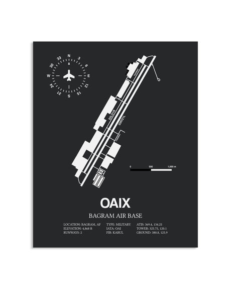 Gray Framed Bagram Air Base layout wall art poster