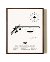 Hilo International Airport aviation print in walnut frame