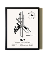 Framed Minden-Tahoe Airport wall art poster in black frame