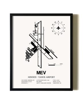 Framed Minden-Tahoe Airport wall art poster in black frame