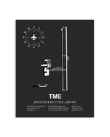 Gray Framed Houston Executive Airport layout wall art poster