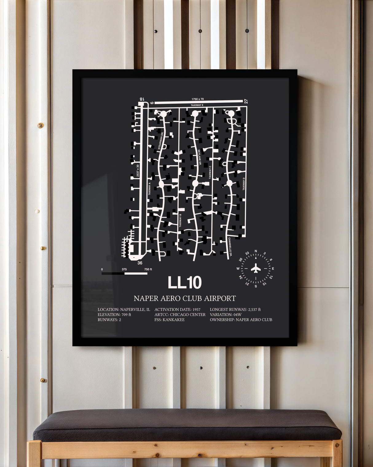 Frame color options for Naper Aero Club Airport Wall Art