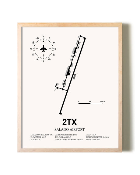 Salado Airport framed wall art in white frame