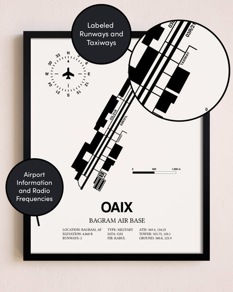 Framed Bagram Air Base layout wall art poster