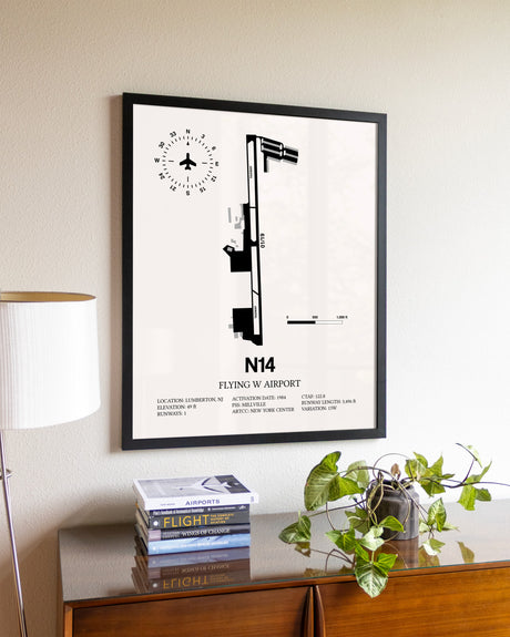 Flying W. Airport aviation wall décor in black wood frame
