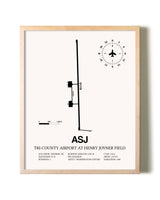 Tri-County Airport At Henry Joyner Field framed wall art in white frame