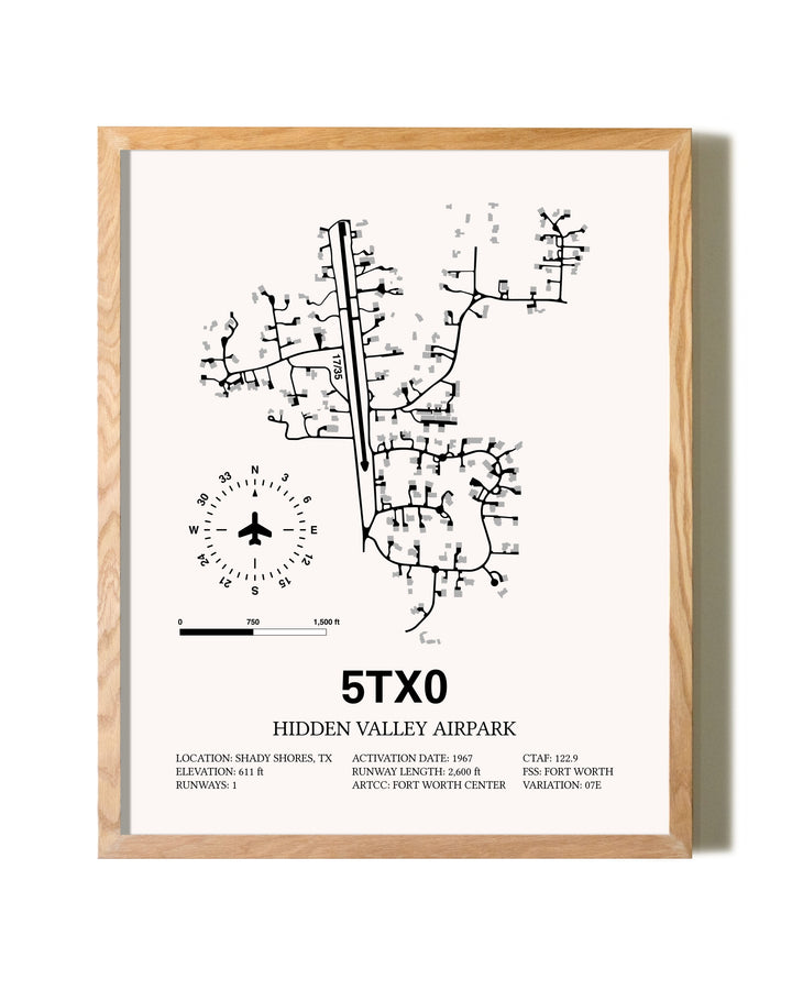 Hidden Valley Airpark framed print in natural wood frame
