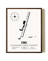 Cullman Regional Airport / Folsom Field aviation print in walnut frame