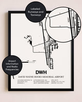 Framed David Wayne Hooks Memorial Airport layout wall art poster