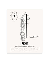 Gray Leeward Air Ranch Airport framed poster displayed in an airplane hangar